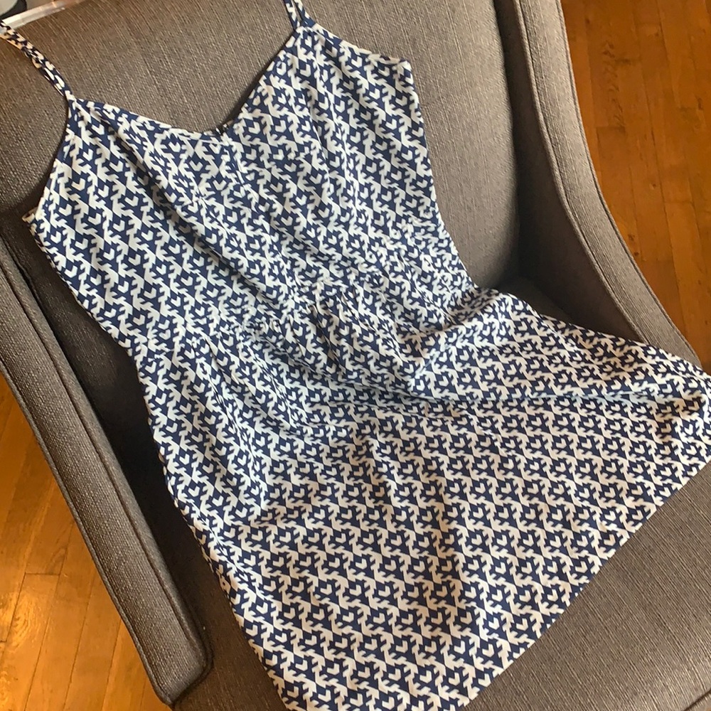 Blue & white print J. Crew dress